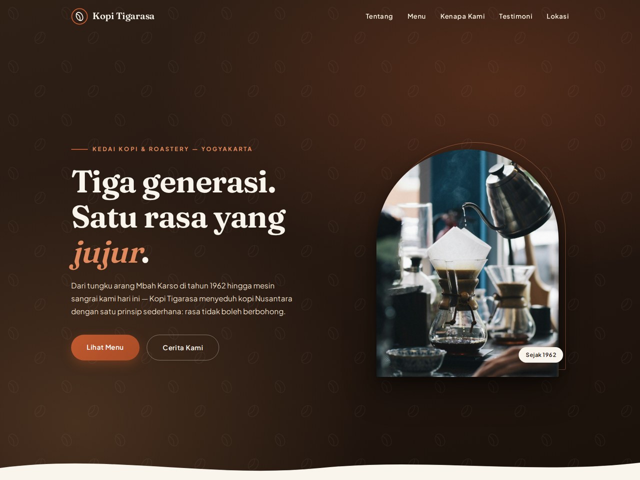 Coffee shop company-profile website homepage
