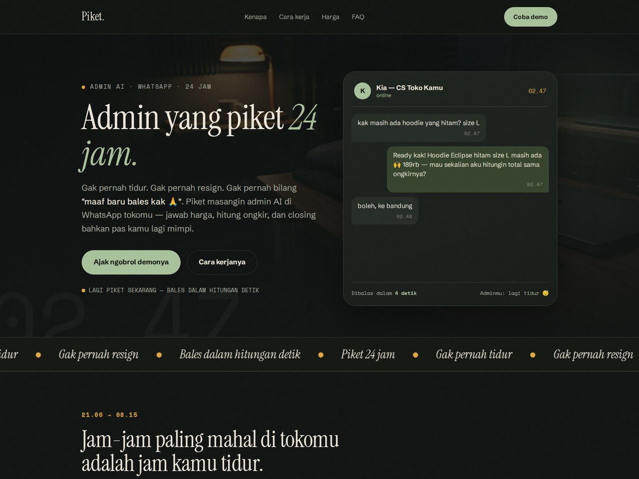 Piket WhatsApp customer-service web application dashboard