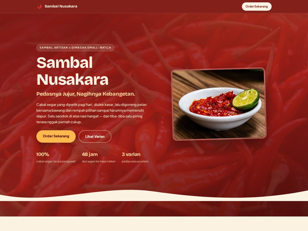 Sambal brand product landing page